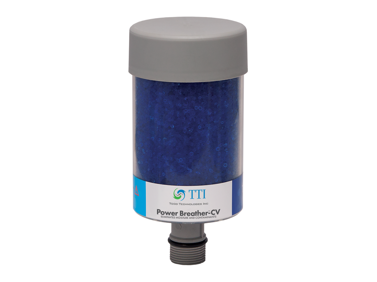 Image of TTI's PowerBreather™️-CV line of desiccant breathers. Replacing Des-Case® DCHG1, DCVG1, DCHG2, DCHG2, DCVG2, DCHG3, DCVG3, DCHG4, DCVG4.