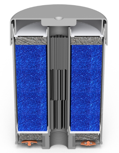 Interior TTI Titan Power Breather rendering showing the desiccant and filter media.