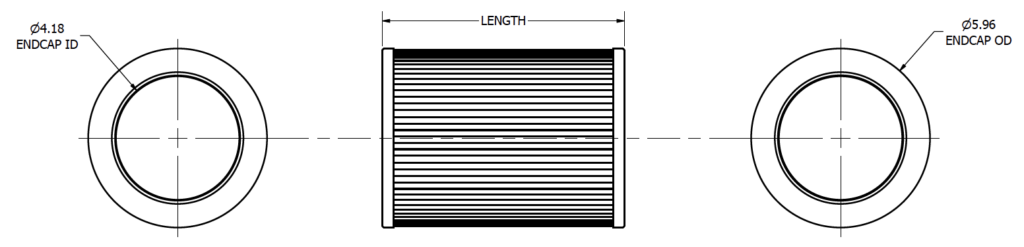 Drawing of TTI's TT8300 Series Filter Element. 