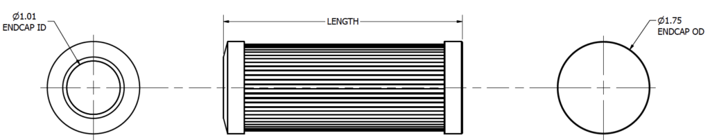 Drawing of TTI's TT9021 Series Filter Element.