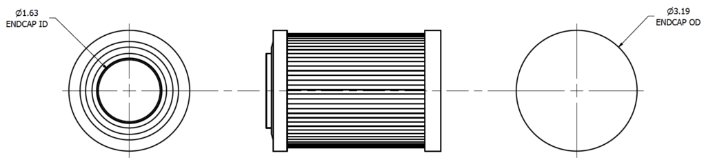 Drawing of TTI's TT9601 Series Filter Element.