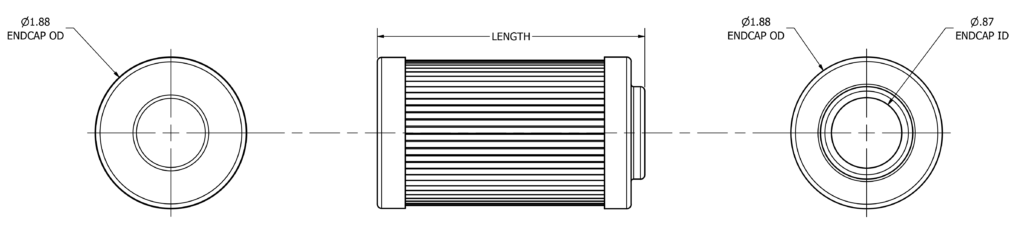 Drawing of TTI's TT06 Series Filter Element.