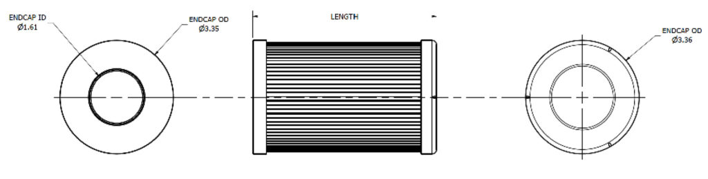 Drawing of TTI's TT1833D Filter Element.