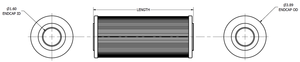 Drawing of TTI's TTK Series Filter Element. 