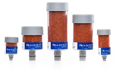 PowerBreather™ Trockenmittel-Entlüfter mit orangefarbenem Silikagel und Rückschlagventil
